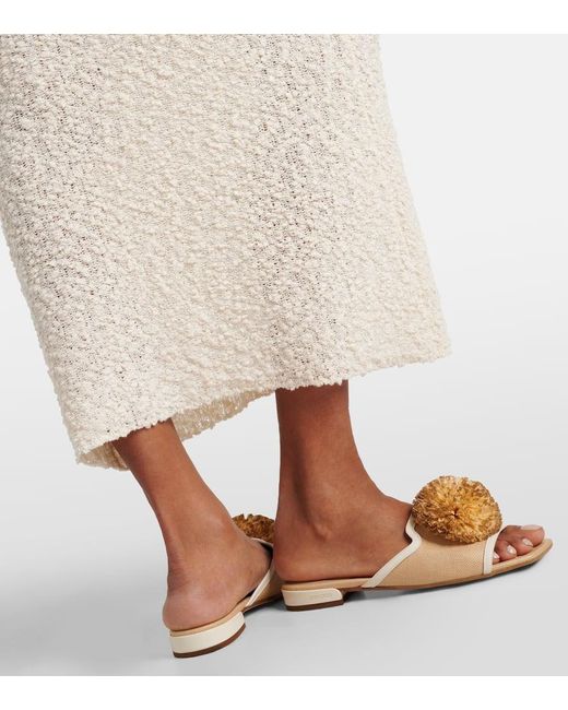 Jimmy Choo Metallic Nako Leather-Trimmed Raffia Slides