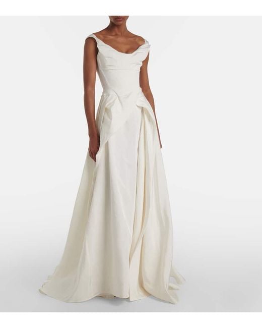 Vivienne Westwood White Bridal Tabitha Off-Shoulder Faille Gown