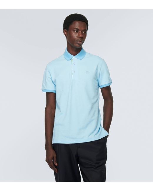Etro Blue Cotton Polo Shirt for men