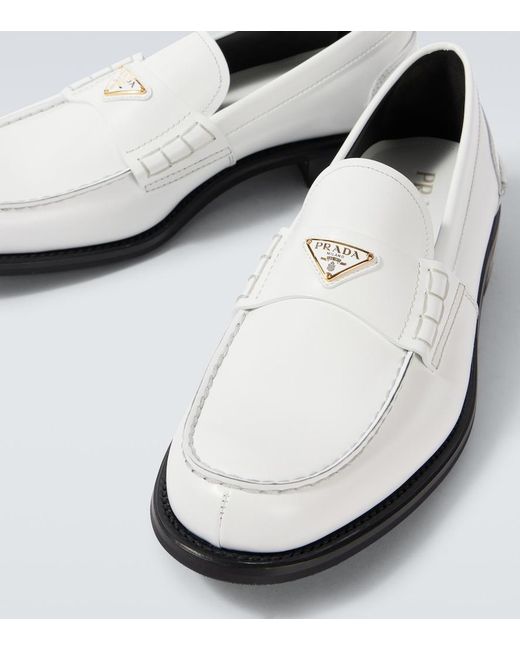 Prada White Leather Loafers for men