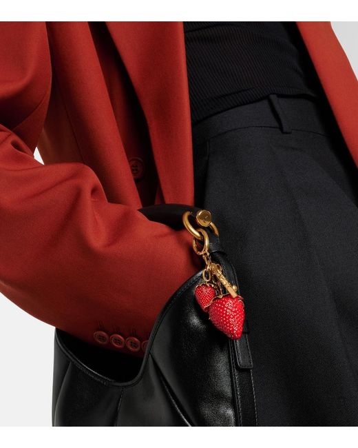 Saint Laurent White Cassandre Strawberry Bag Charm