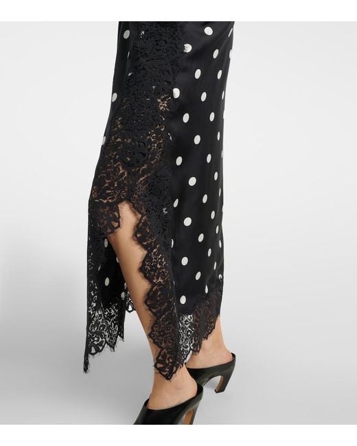 Sportmax Black Capo Polka-Dot Silk Slip Dress