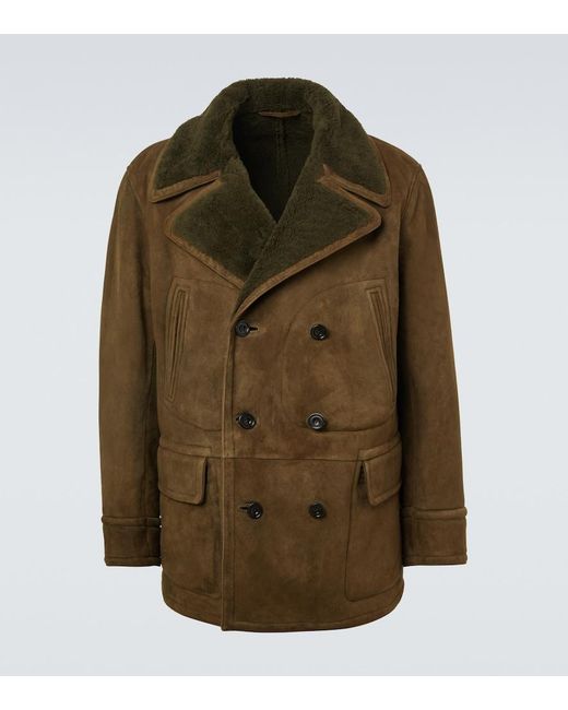 Ralph Lauren Green Shearling-Lined Suede Jacket for men