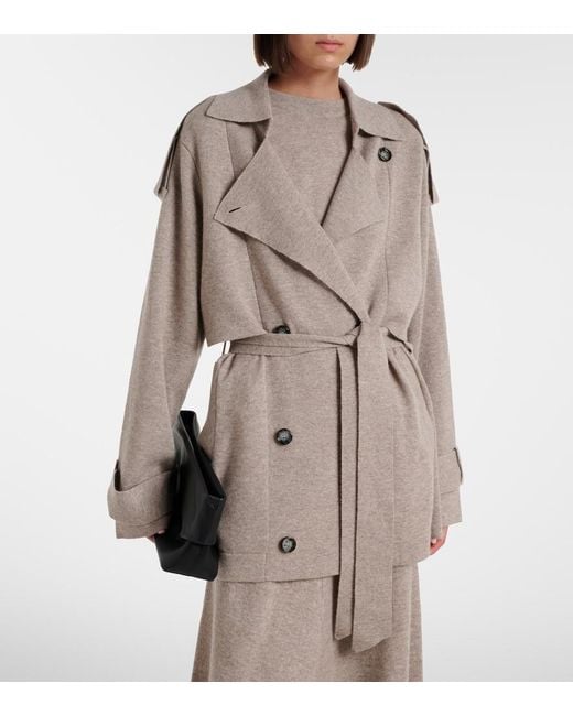 Jardin Des Orangers Natural Cropped Wool And Cashmere Trench Coat