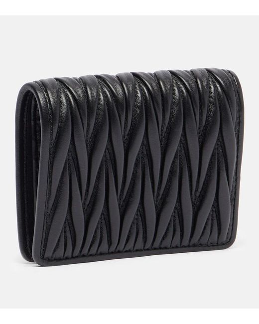 Miu Miu Black Logo Matelasse Leather Wallet