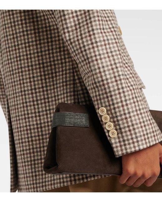 Brunello Cucinelli Brown Checked Virgin Wool Blazer