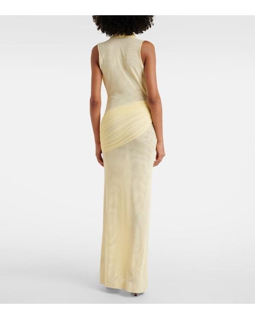 David Koma Yellow Semi-Sheer Gown