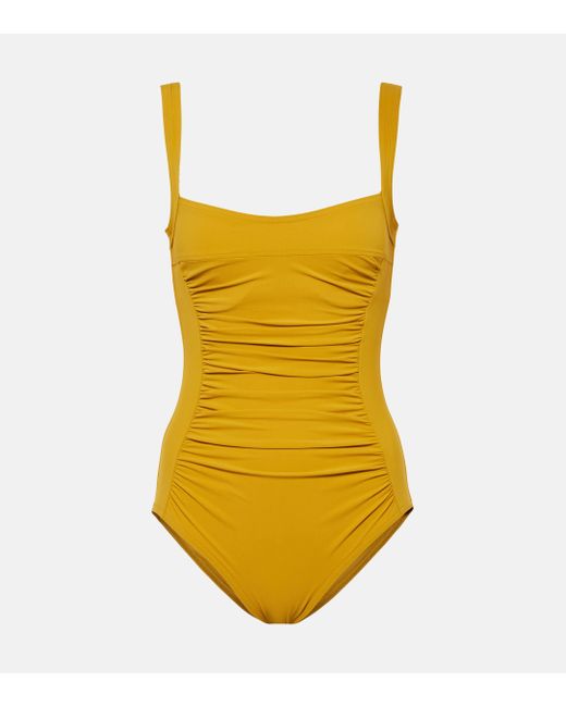 Karla Colletto Yellow Basics Ruched Swimsuit