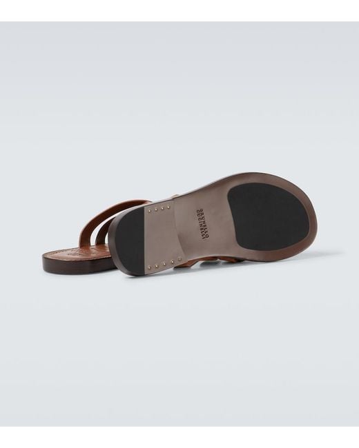 Brunello Cucinelli Brown Woven Suede Sandals for men