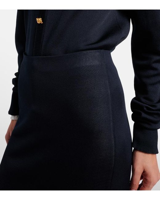 Bottega Veneta Black Knitted Silk Midi Skirt