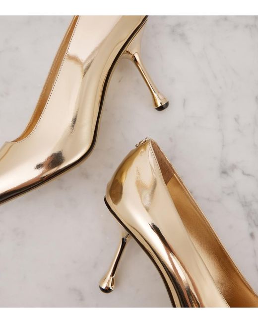 Jimmy Choo Natural Ixia 80 Mirrored Leather Pumps
