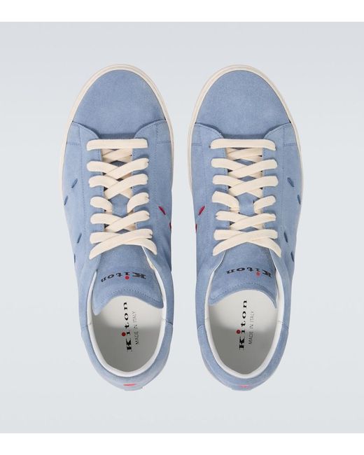 Kiton Blue Suede Sneakers for men