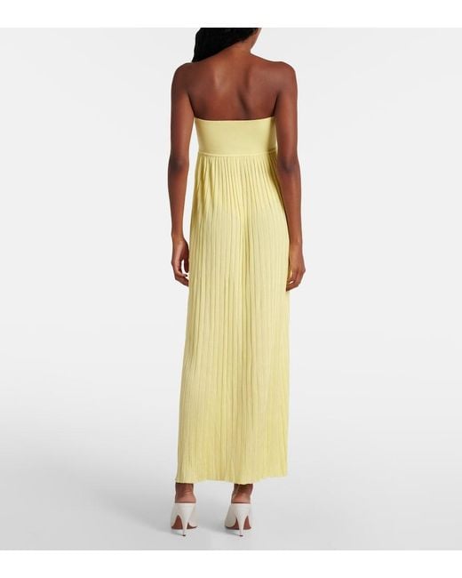 Alaïa Yellow Pleated Bustier Dress