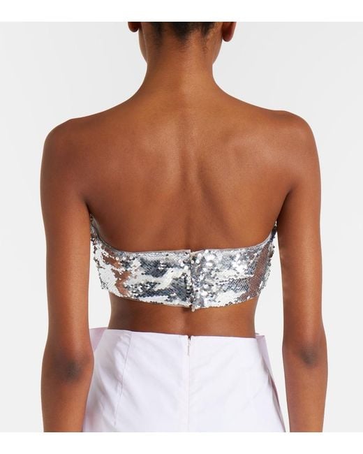Simone Rocha Gray Sequined Bandeau Top