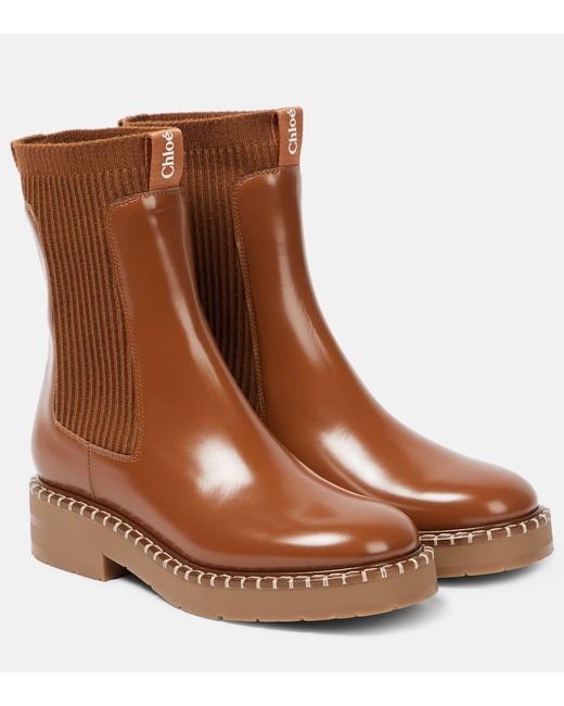 Chloé Brown Noua Leather Ankle Boots
