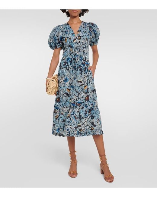 Abito Midi Thelma Con Stampa di Ulla Johnson in Blue