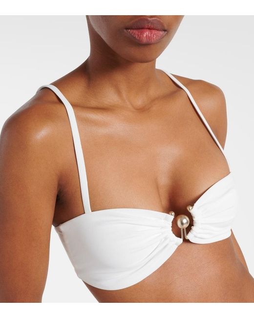 Top bikini a fascia Ruched Prong di Christopher Esber in White