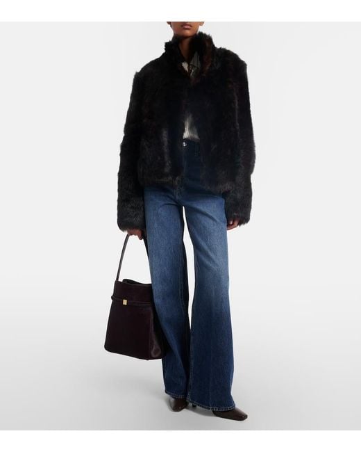 Totême  Black Calf Hair Bucket Bag