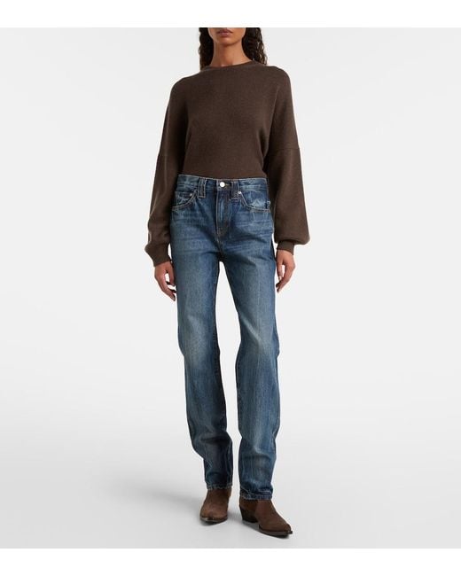 Khaite Blue Farley High-Rise Straight Jeans