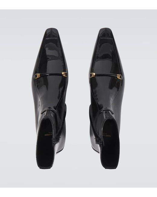 Saint Laurent Black Milton Patent Leather Boots for men