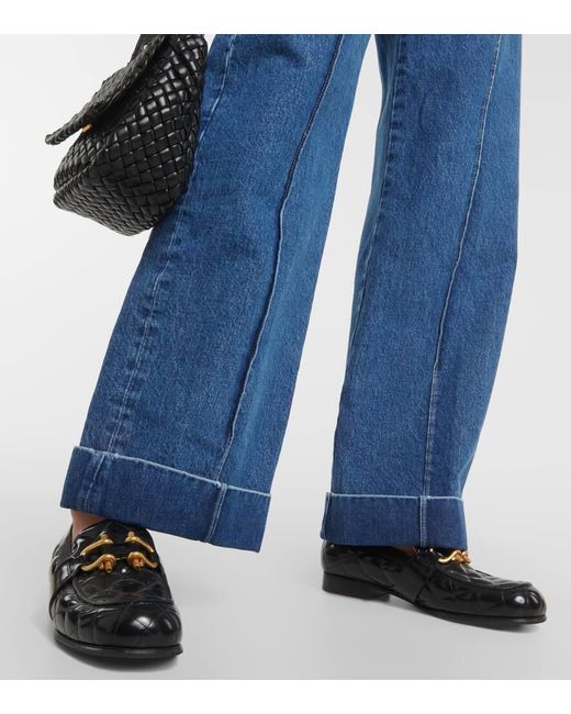 FRAME Blue High-Rise Straight Jeans '70s