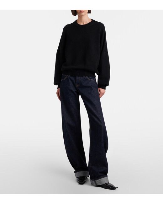 Khaite Blue Karo Mid-Rise Barrel-Leg Jeans