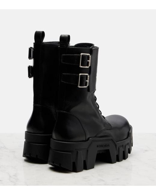 Balenciaga Black Bulldozer 25 Leather Platform Combat Boots