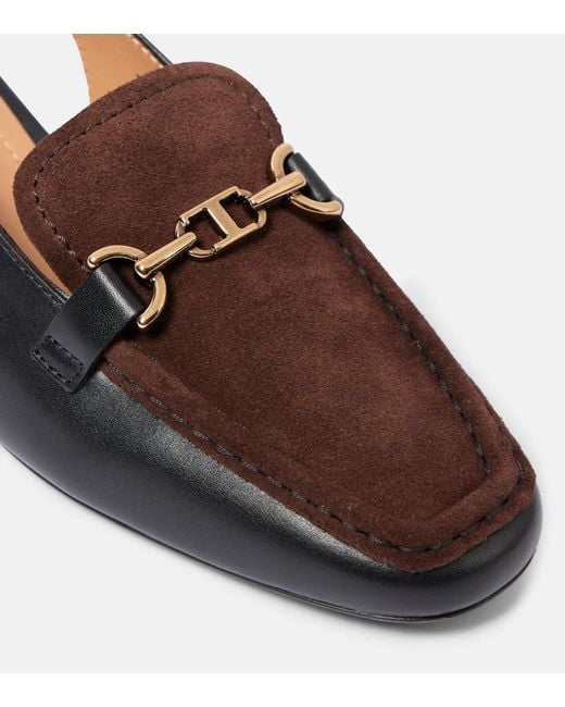 Tod's Brown 35 Leather Slingback Loafer Pumps