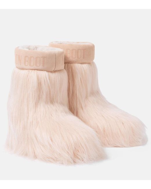Moon Boot Natural Icon Yeti Leather-Trimmed Snow Boots