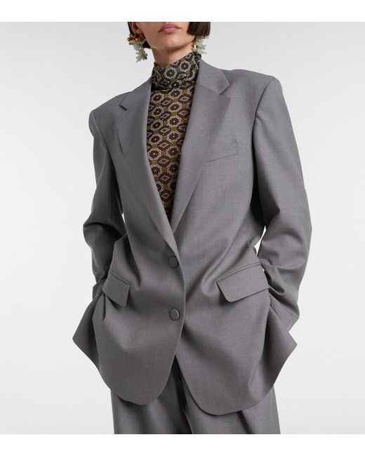 Dries Van Noten Gray Wool-Blend Blazer