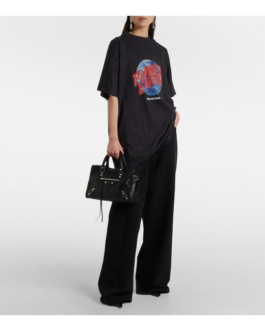 Balenciaga Black Planet Earth Cotton Jersey T-Shirt