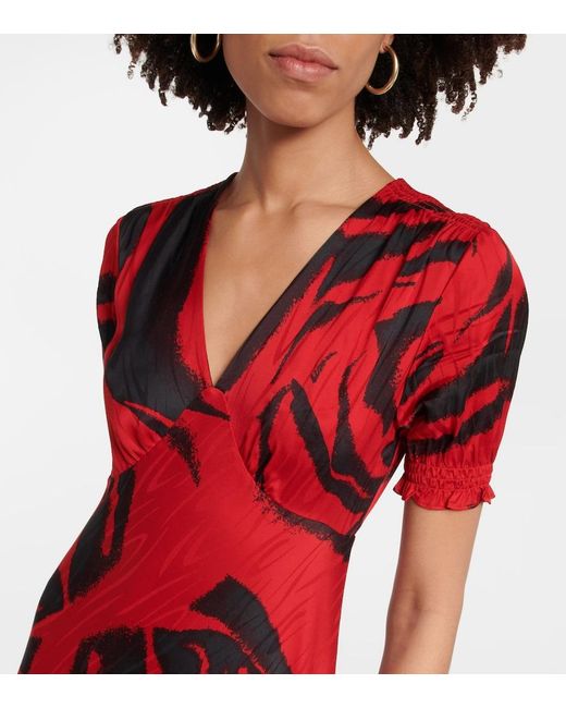 Diane von Furstenberg Red Walker Floral Maxi Dress