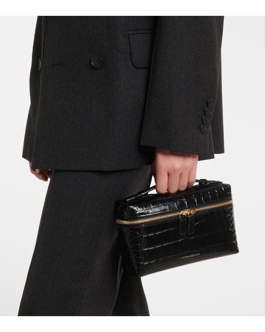 Victoria Beckham Black Vanity Croc-Effect Leather Vanity Bag