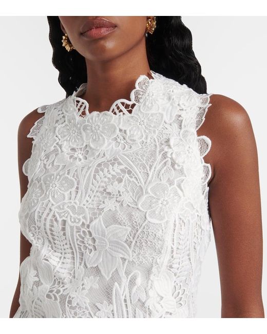 Monique Lhuillier White Floral Lace Minidress