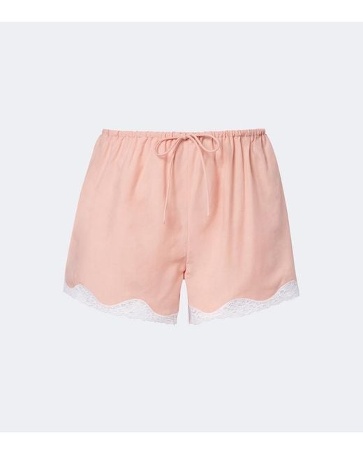 Posse Pink Tabitha Lace-Trimmed Shorts