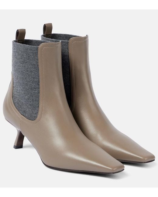Brunello Cucinelli Brown Leather Ankle Boots