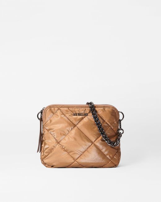 MZ Wallace Natural Tiger Eye Pearl Quilted Bowery Crossbody
