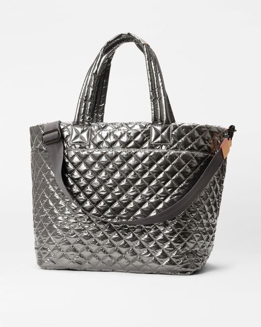 MZ Wallace Black Pewter Metallic Large Metro Tote Deluxe