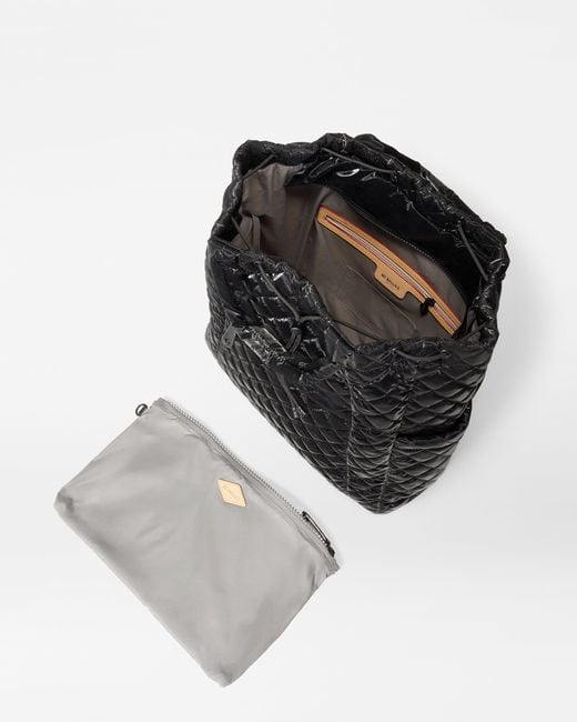 MZ Wallace Black Liquid Metro Convertible Backpack