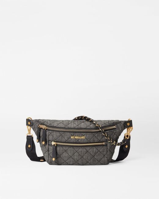 MZ Wallace Gray True Charcoal Denim Small Crosby Sling