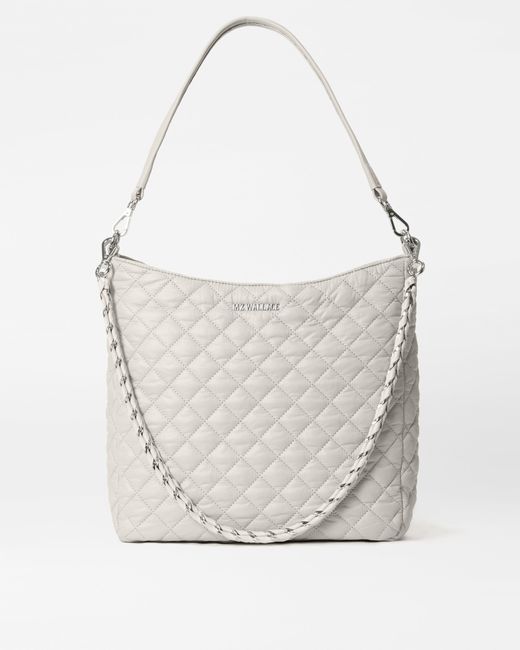 MZ Wallace White Pewter Crosby Hobo