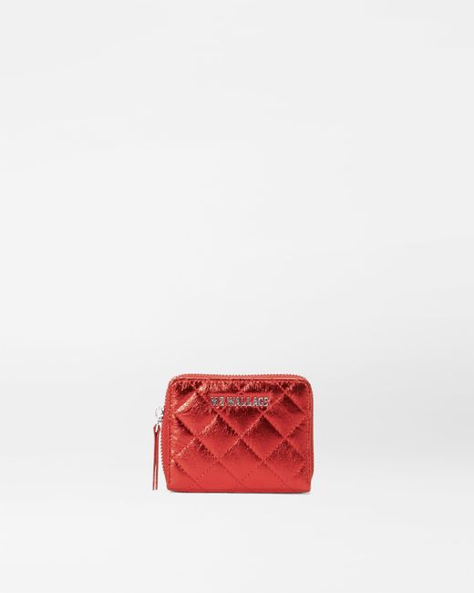 MZ Wallace Red Candy Small Zip Round Wallet