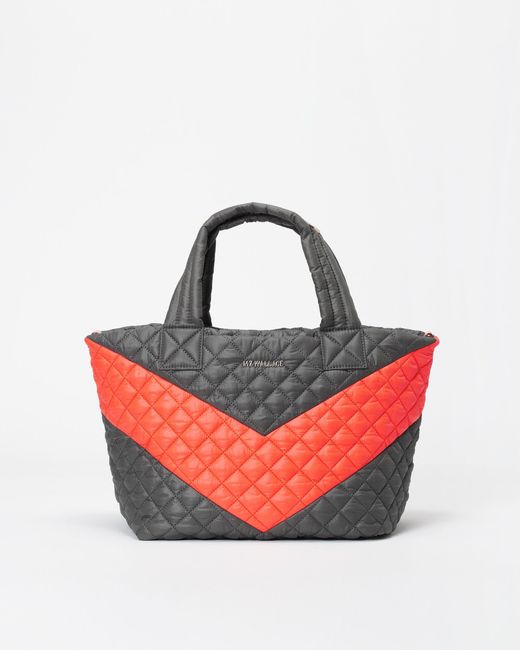 MZ Wallace Pink Flame & Magnet Chevron Small Metro Tote Deluxe