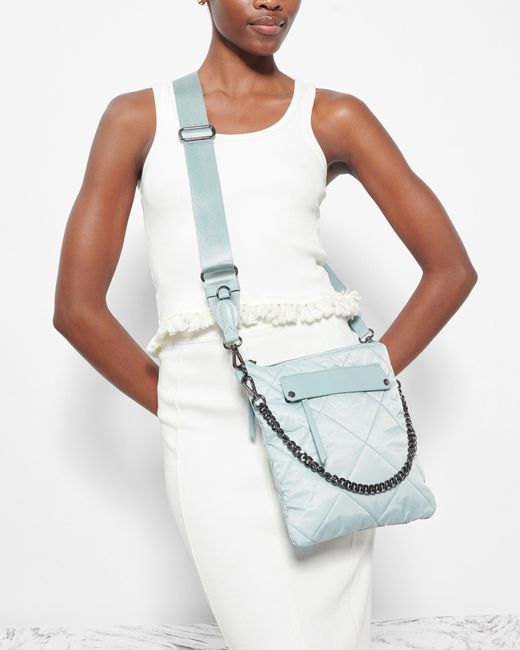 MZ Wallace Silver Blue Quilted Madison Flat Crossbody in White Lyst