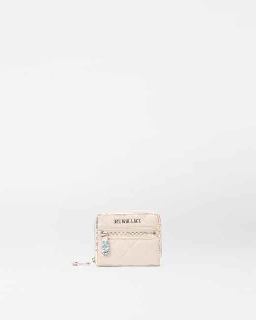 MZ Wallace White Mushroom/pink Opal Leather Small Crosby Wallet
