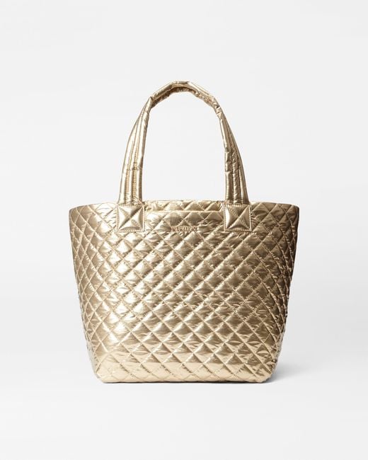 MZ Wallace Antique Gold Metallic Medium Metro Tote Deluxe in
