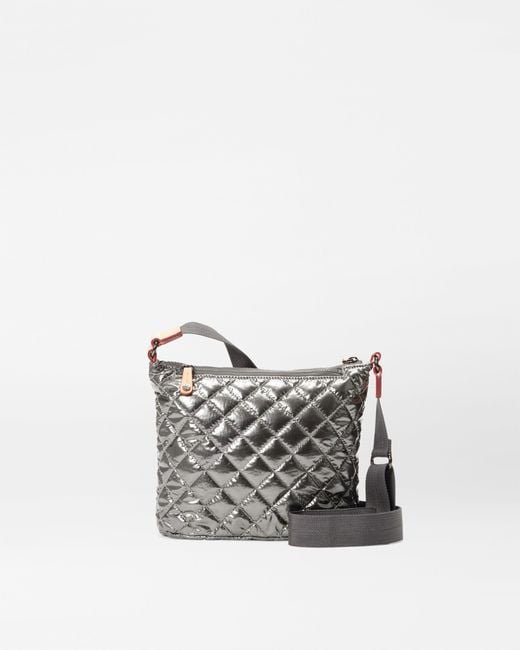 MZ Wallace White Pewter Metallic Metro Scout Crossbody Deluxe