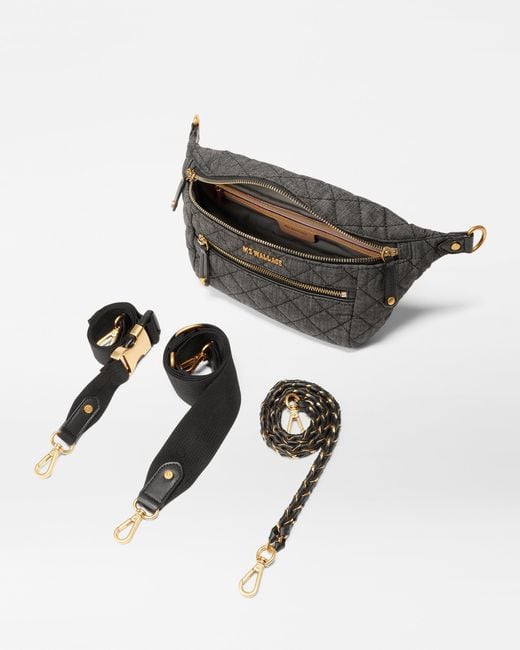 MZ Wallace Gray True Charcoal Denim Small Crosby Sling