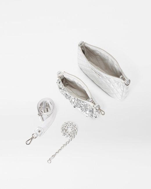 MZ Wallace White Ice Multi Sequin Crosby Convertible Crossbody