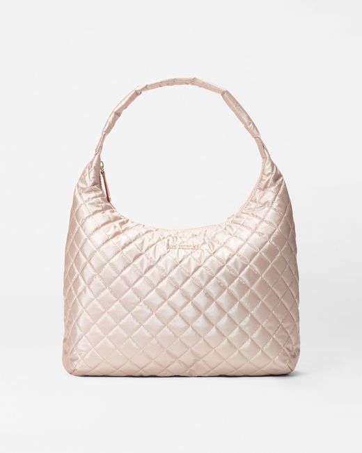 MZ Wallace Natural Pale Rose Gold Metallic Large Metro Shoulder Bag Ii